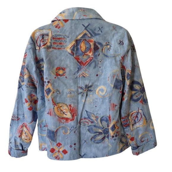 Parsley & Sage Floral Blazer Jacket women S Blue Art To Wear Boho Casual - Picture 5 of 6